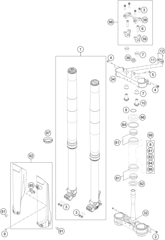 HORQUILLA TELESCOPICA ARBOL DE HORQUILLA PARA 250 SX 2018 EU