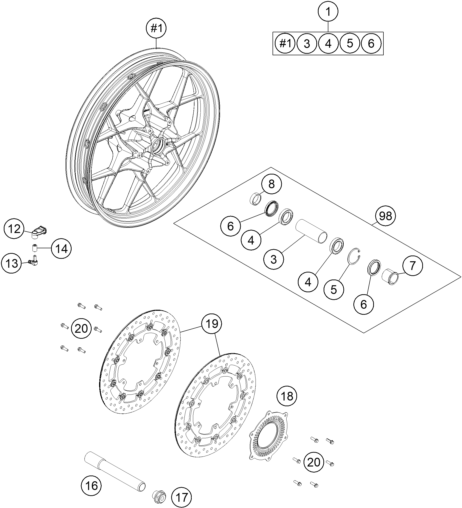 RUEDA DELANTERA PARA 1290 SUPER ADVENTURE S ORANGE 2020 EU