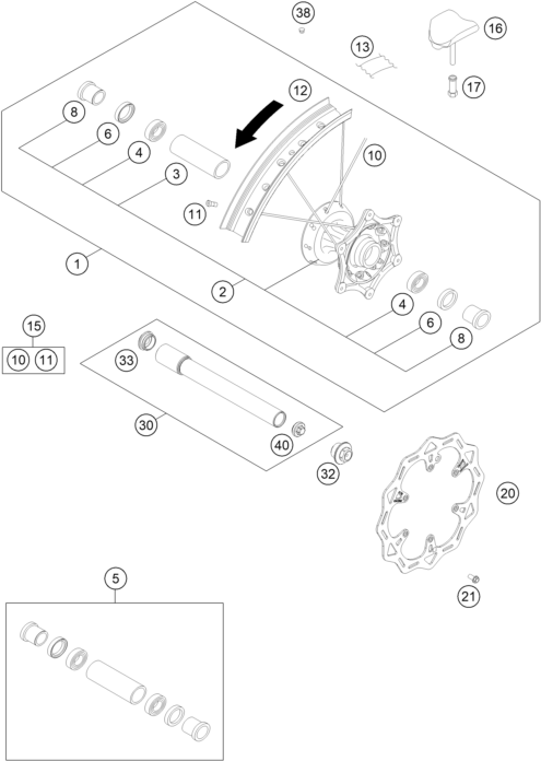 RUEDA DELANTERA PARA 250 EXC F 2024 EU