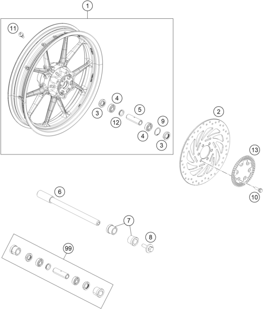 RUEDA DELANTERA PARA 125 DUKE BLACK BD 2021 EU