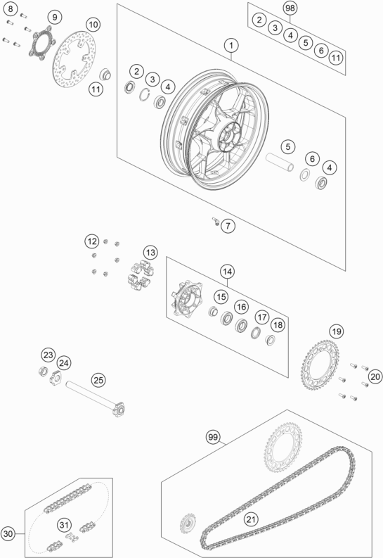 RUEDA TRASERA PARA 890 DUKE BLACK 2021 EU