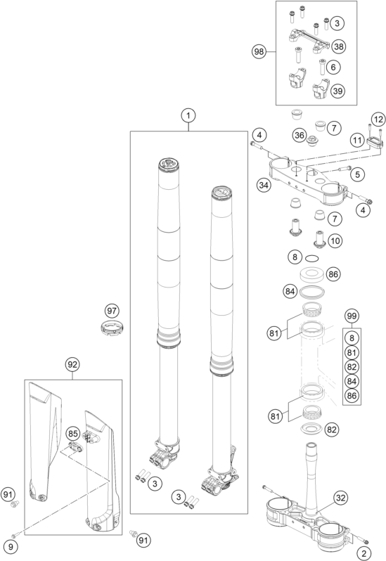 HORQUILLA TELESCOPICA ARBOL DE HORQUILLA PARA 250 SX F 2019 EU