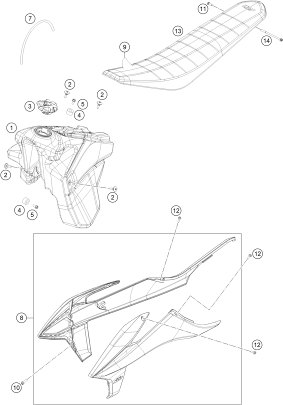 TANQUE ASIENTO PARA 250 EXC F SIX DAYS 2023 EU