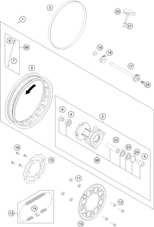 RUEDA TRASERA PARA SX E 5 2021 EU