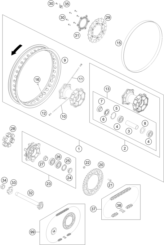 RUEDA TRASERA PARA 690 ENDURO R 2024 EU