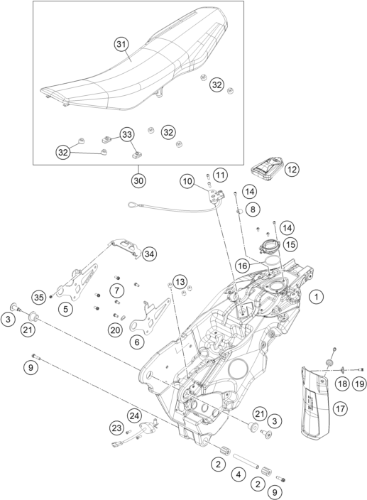 TANQUE ASIENTO PARA 690 ENDURO R 2024 EU