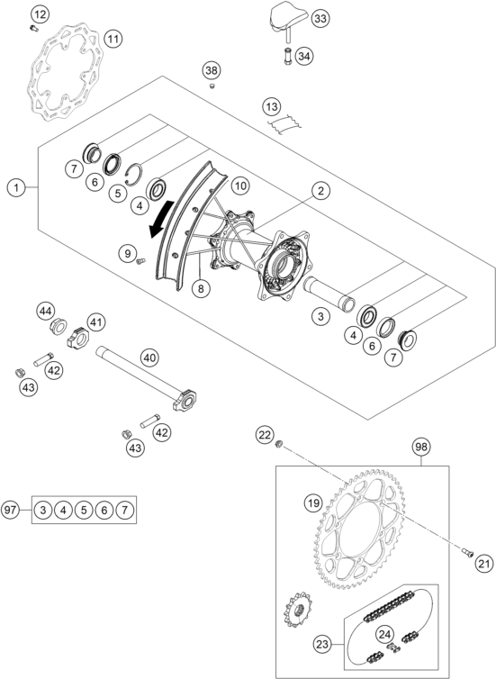 RUEDA TRASERA PARA 250 SX F ADAMO EDITION 2025