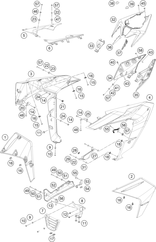 CUBIERTA LATERAL PARA RC 390 ORANGE BD 2024 EU