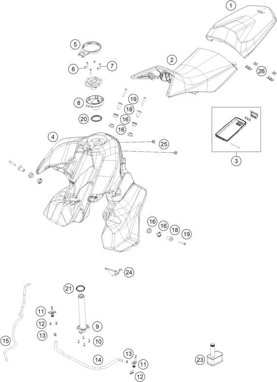 TANQUE ASIENTO PARA 890 ADVENTURE BLACK 2024 EU