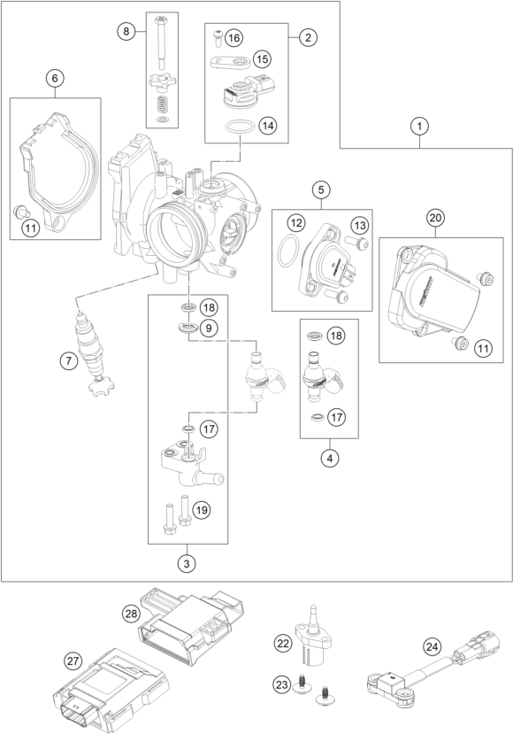 CUERPO DE LA VALVULA DE MARIPOSA PARA 250 SX F 2023 EU