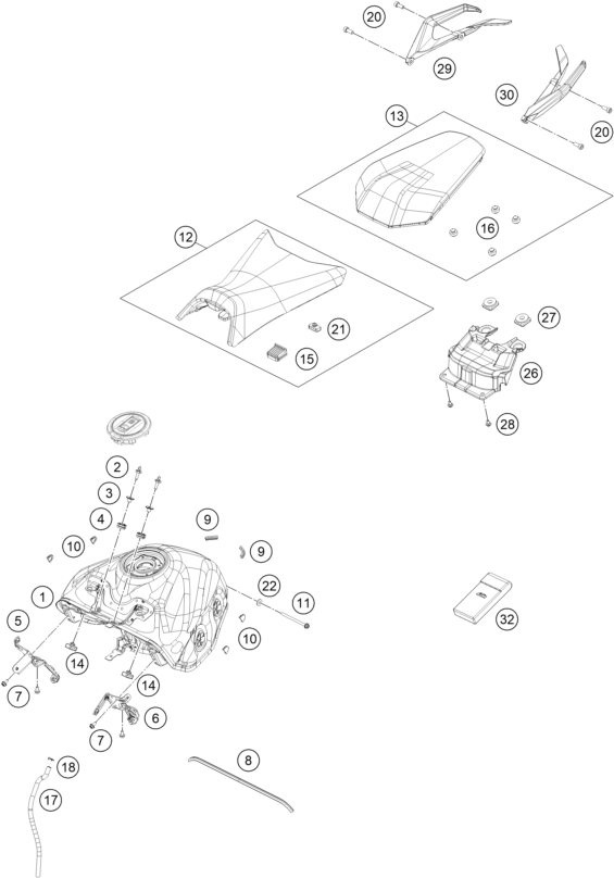 TANQUE ASIENTO PARA 250 DUKE WHITE BD 2024 EU