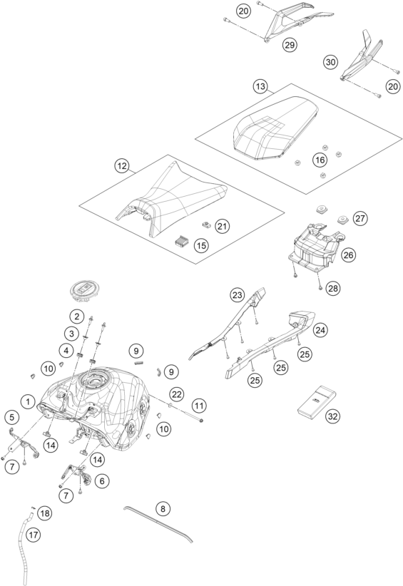 TANQUE ASIENTO PARA 390 DUKE ORANGE BD 2024 EU