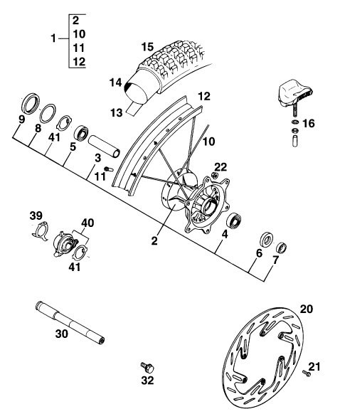 RUEDA DELANTERA PARA 125 E GS EU