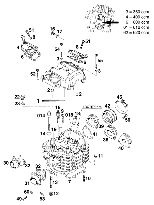 CABEZA DE CILINDRO PARA 350 E XC 20KWSUPCOM EU