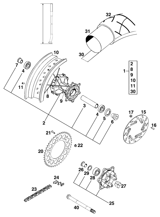 RUEDA TRASERA PARA 620 DUKE 37KW EU