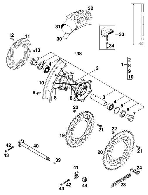 RUEDA TRASERA PARA 250 SX MU00D6 EU