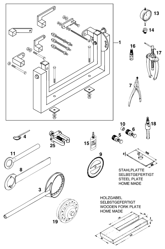 HERRAMIENTAS ESPECIALES MOTOR PARA 250 EXC 98 EU