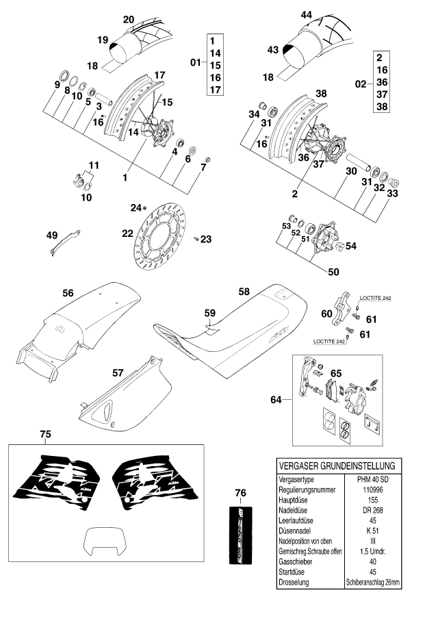 PIEZAS NUEVAS PARA 620 SUPER MOTO COMP 20 KW 98 EU