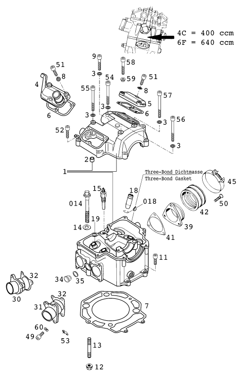 CABEZA DE CILINDRO PARA 400 LC4 E 2000 EU